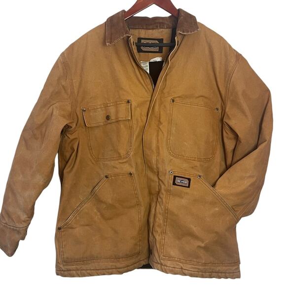 Vintage Canvas Chore Coat Mens XL Insulated Heavy Duck Cotton Workwear Tan - Picture 1 of 14
